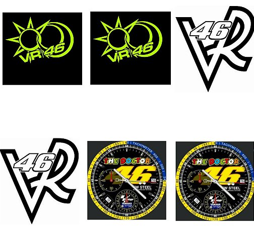 DECALQUE WATER PRINTING MODELO VR 46  TAMANHO FOLHA A4 - 4 DESENHOS MEDINDO CADA 9 CMTS DE COMPRIMENTO X 14 CMTS ALTURA