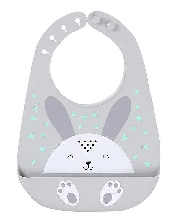 Babador Silicone Com Bolso Mami Bichuus - Cinza