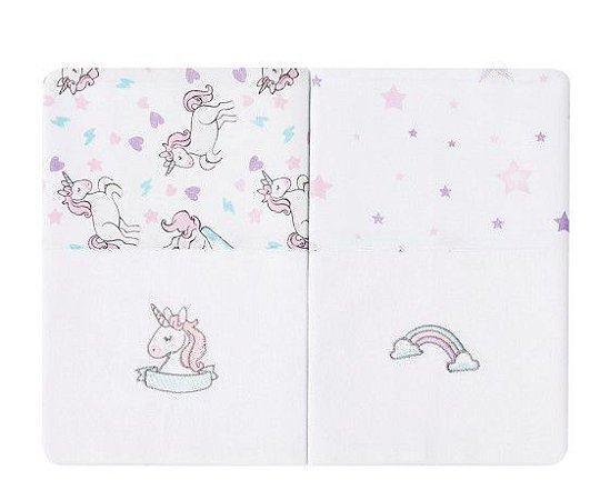 Kit Cueiro Manta Bordados Karinho - 2 Unidades - Unicórnio - Papi
