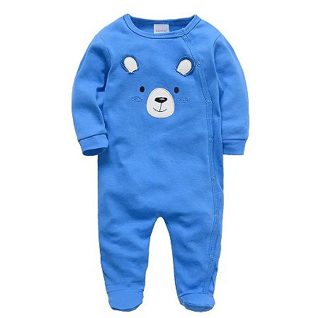 Macacão de bebê de algodão - Azul - Tam. 0 a 3 meses