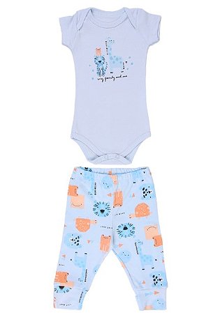 Conjunto body manga curta e calça - Girafa - Kiko Baby - Tam. M