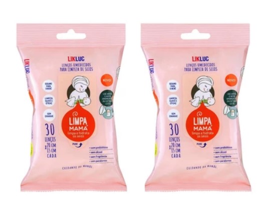 Kit com 2 Limpa Mamá - Likluc - 30 lenços em cada pacote