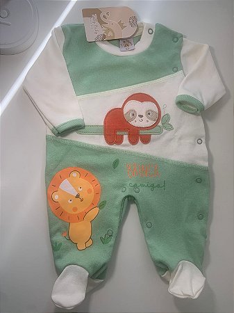 Macacão com pé Leão - Tam. RN ao M - Nilly Baby