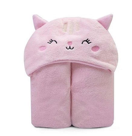 Cobertor de microfibra Mami Bichuus com capuz - Rosa