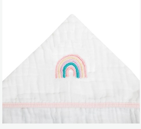 Toalha de banho soft com capuz bordada - Arco-íris - Papi