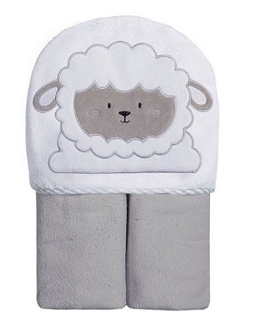 Toalha De Banho Felp. Papi Friends Forrada C/Capuz Bord. - Ovelha