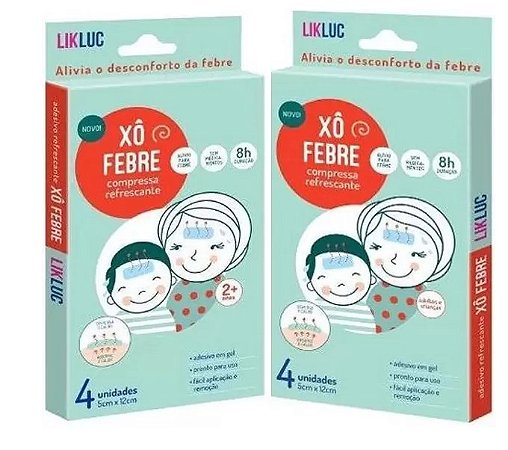 Kit com 2 caixas de Xô Febre - Compressas refrescantes - Likluc
