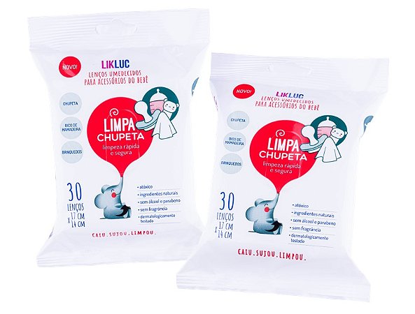 KIT 2 Limpa Chupeta Likluc lenços umedecidos higienizadores