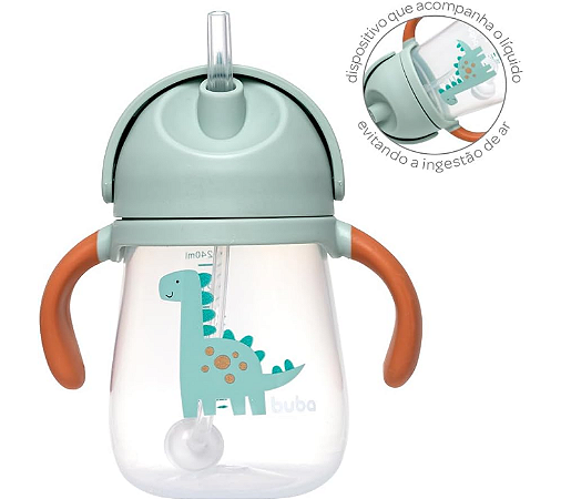 Copo com Dispositivo Canudo Magic – Dino - Buba