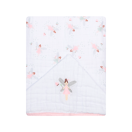 Toalha de banho soft com capuz bordada - Fadinhas - Papi