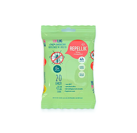 Lenços Repellik - Lenço Repelente - Pacote com 20 lenços - Likluc