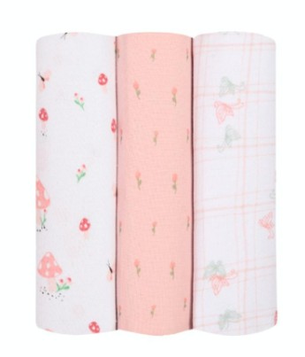 Cueiro Flanelado Papi - Cogumelos - 80Cm X 80Cm Contem 03 Un