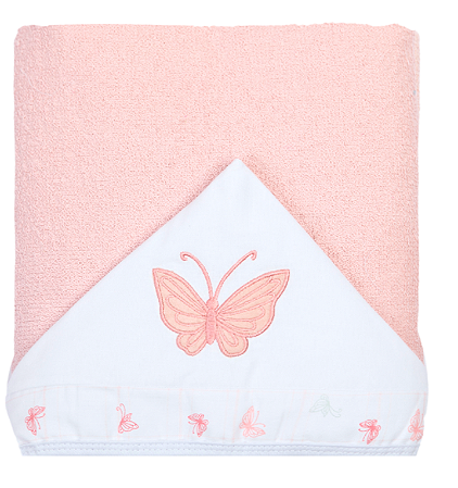 Toalhão de banho felpuda forrada com capuz 1,35m x 80cm - Borboleta - Papi