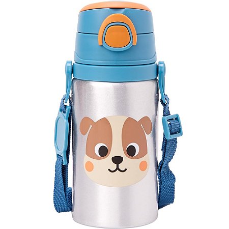 Garrafinha De Aluminio Com Canudo Buba Zoo Cachorro