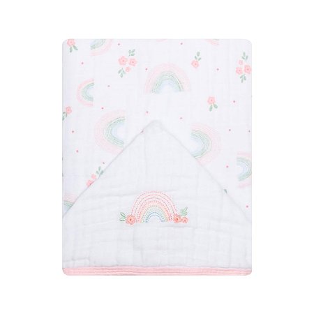 Toalha De Banho Papi Soft C/Capuz Bord 90Cm X 75Cm Contem, 1 un, Arco de Flores, Rosa