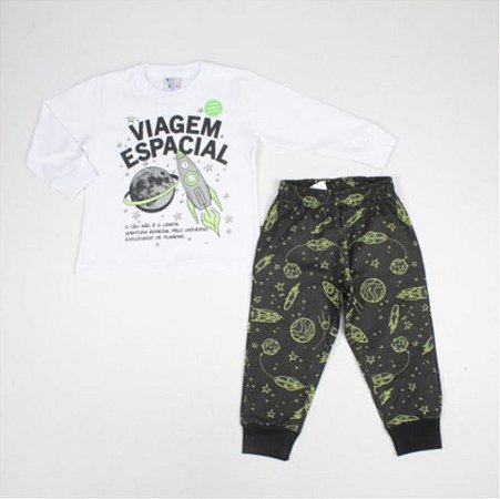 Pijama Viagem Espacial - Brilha no Escuro - Pulla Bulla - Tam. 1