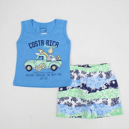 Conjunto Masculino Regata Costa Rica e Bermuda Tactel - Wrk - Tam. 2