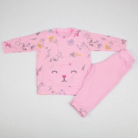 Conjunto Longo - Floral e Carinha - Ralakids - Tam. G