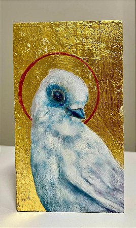 Pintura Angerami. Óleo e ouro 23 K sobre madeira Peroba reaproveitada . 21/12/03 cm. Ano 2024