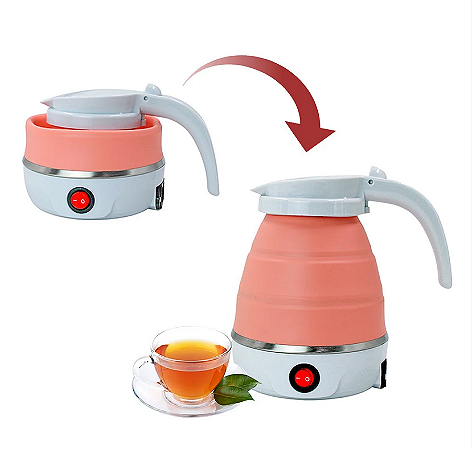 Chaleira Elétrica Dobrável Jarra Bule Silicone 600W 110v 600ml Portátil