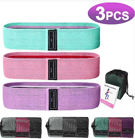 Kit 3 Faixas Elásticas De Exercício Hip Resistance Bands