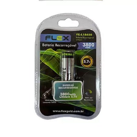 Bateria Recarregável 18650 3800mah 3.7v Lanterna Tática - Flex Gold