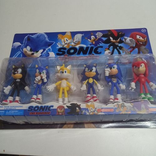 Kit 6x Bonecos Sonic The Hedgehog
