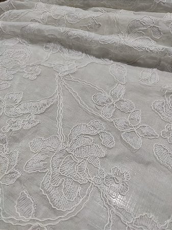 Crepe Bordado Off White