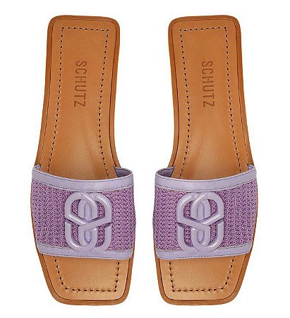 SANDÁLIA RASTEIRA SLIDE TRICÔ SCHUTZ EMBLEM LILÁS - Maestá Scarpa