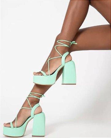 SANDÁLIA SCHUTZ PLATAFORMA ARETHA LACE UP VERDE