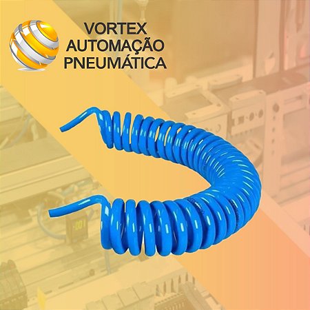 Mangueira Espiral Pu Azul 8mm X 10 Metros P/ Ar Comprimido