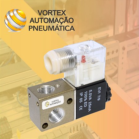 VALVULA SOLENOIDE 3/2 VIAS Rosca 1/8 ou 1/4 Mini