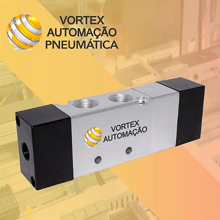 Válvula Duplo piloto 5/2 ou 5/3 Vias Rosca 1/4 escapes e piloto 1/8