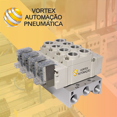 Bloco manifold para Valvula 5/2 vias SY5 1/8 Com 6 Estações 220v