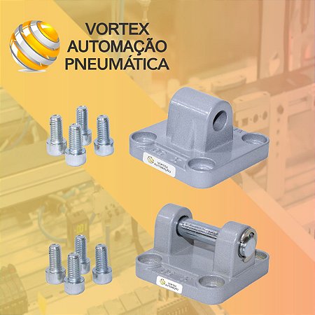 Conjunto de fixações Traseiras Macho + Femea para Cilindros Pneumáticos Ø32