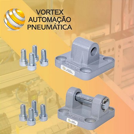 Conjunto de fixações Traseiras Macho + Femea para Cilindros Pneumáticos Ø63