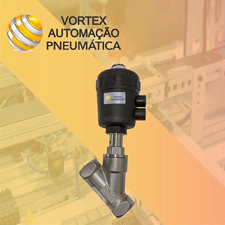 Valvula Angular Simples Ação 2/2 Vias Rosca 1/2'' Bsp - Corpo em aço inox