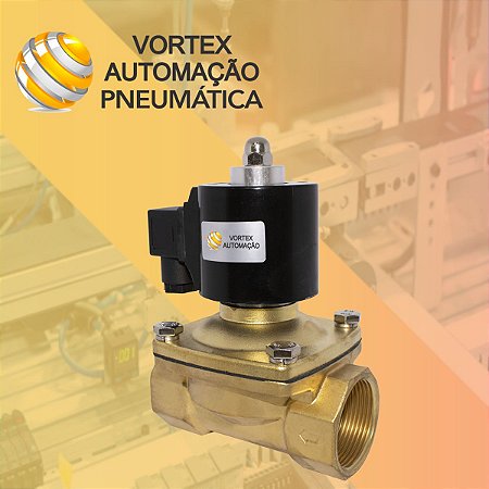 Válvula Solenóide 2/2 Vias N. Fechada 1.1/2" Água/óleo/ar Com bobina 220v