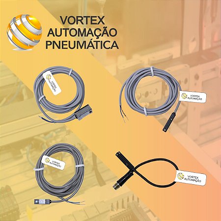 Sensores Magnéticos Para Cilindros Pneumáticos - Reed. PNP. NPN. Com cabo ou conector M8