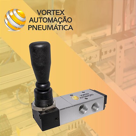 Válvula Pneumática 5/3 Vias Centro fechado Alavanca Mola Rosca 1/4 Bsp