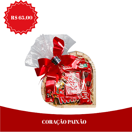 CORAÇÃO PAIXÃO1 chocolate Suflair, 1 Kitkat,  1 Tortuguita, 1 Twix, 1 Sonho de Valsa, 1 Ouro Branco,  1 chocolate Prestígio