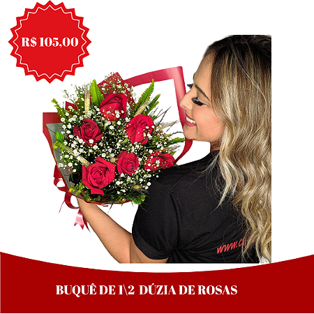 Buquê de 1/2 duzia de rosas