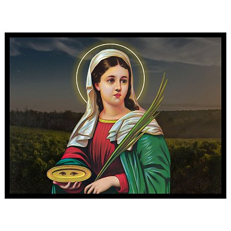 Quadro Religioso Santa Luzia 30X40cm Moldura Vidro