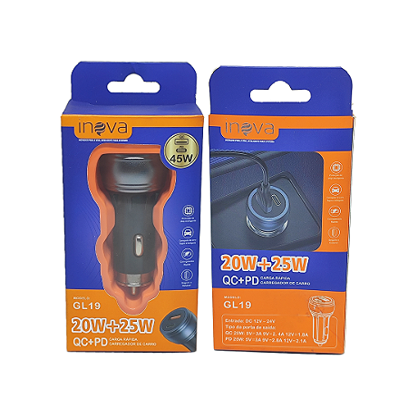 Carregador Veicular Turbo Rápido 45w Usb / Usb-c - Qc / Pd Tipo C para Iphone Sansumg Motorola