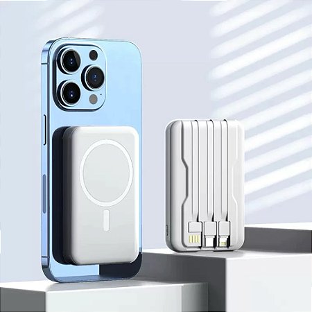 Carregador Power Bank 10000mah Indução Para Iphone IOS Android