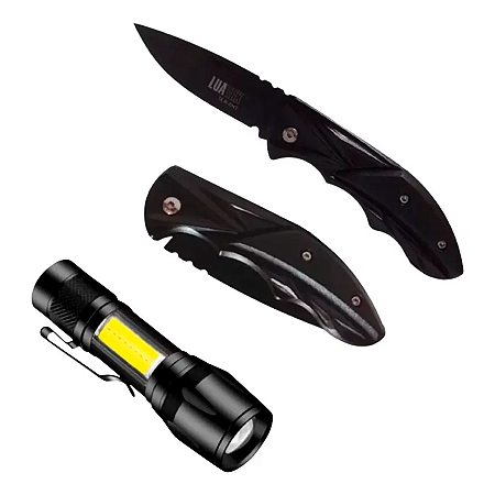Kit Sobrevivencia Canivete De Bolso E Mini Lanterna