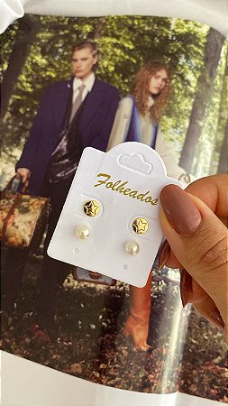 CARTELA DE BRINCOS PÉROLA E ESTRELA