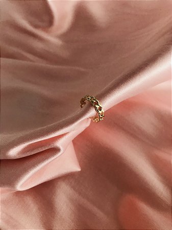 PIERCING FAKE CORRENTE FOLHEADO - DOURADO