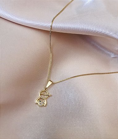 COLAR FILHO STRASS FOLHEADO