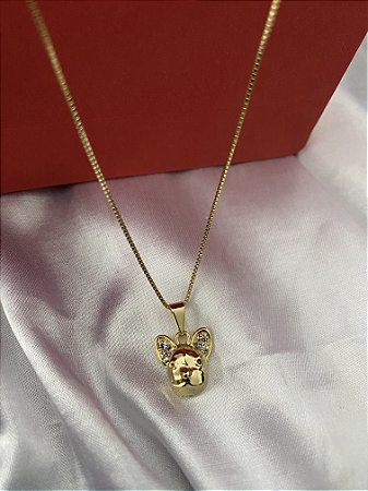 COLAR DOGUINHO STRASS FOLHEADO